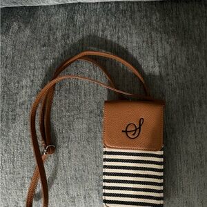 Striped Crossbody Bag - Brown and Black
